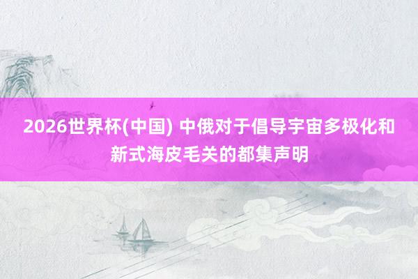 2026世界杯(中国) 中俄对于倡导宇宙多极化和新式海皮毛关的都集声明