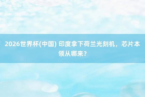 2026世界杯(中国) 印度拿下荷兰光刻机,芯片本领从哪来?