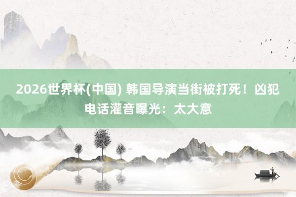 2026世界杯(中国) 韩国导演当街被打死！凶犯电话灌音曝光：太大意