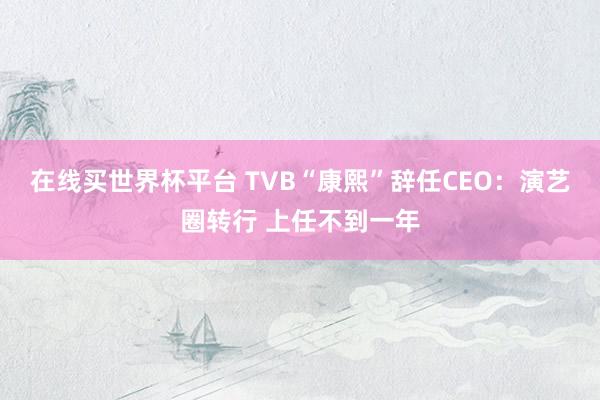 在线买世界杯平台 TVB“康熙”辞任CEO:演艺圈转行 上任不到一年