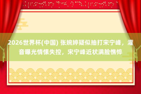 2026世界杯(中国) 张婉婷疑似抽打宋宁峰，灌音曝光情愫失控，宋宁峰近状满脸憔悴
