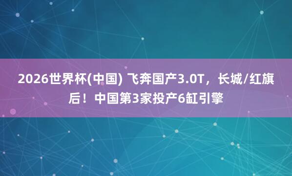 2026世界杯(中国) 飞奔国产3.0T,长城/红旗后!中国第3家投产6缸引擎