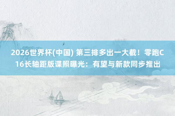 2026世界杯(中国) 第三排多出一大截！零跑C16长轴距版谍照曝光：有望与新款同步推出