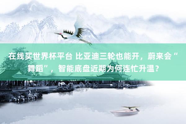 在线买世界杯平台 比亚迪三轮也能开，蔚来会“舞蹈”，智能底盘近期为何连忙升温？