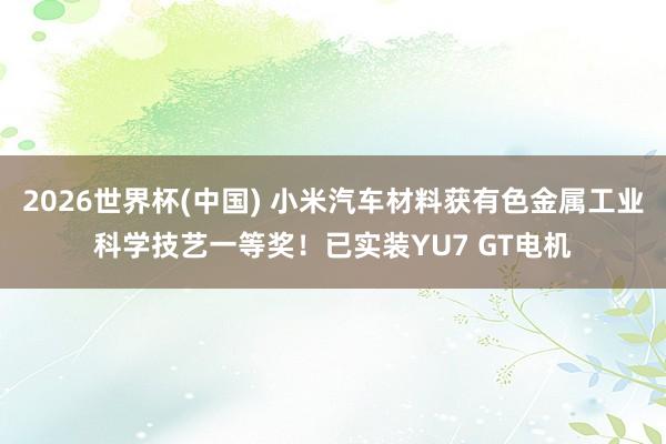 2026世界杯(中国) 小米汽车材料获有色金属工业科学技艺一等奖!已实装YU7 GT电机