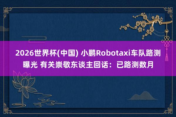 2026世界杯(中国) 小鹏Robotaxi车队路测曝光 有关崇敬东谈主回话:已路测数月
