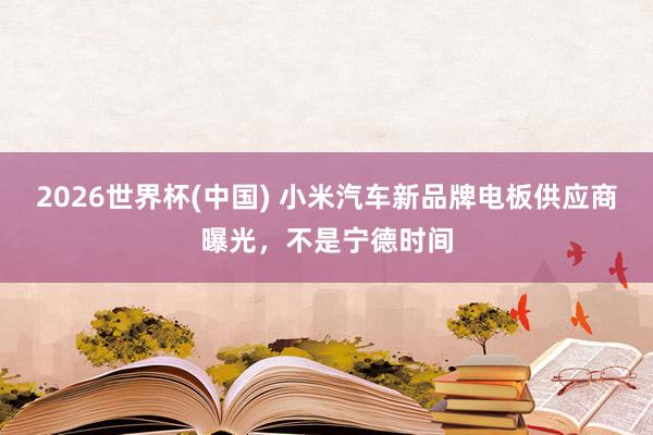 2026世界杯(中国) 小米汽车新品牌电板供应商曝光,不是宁德时间