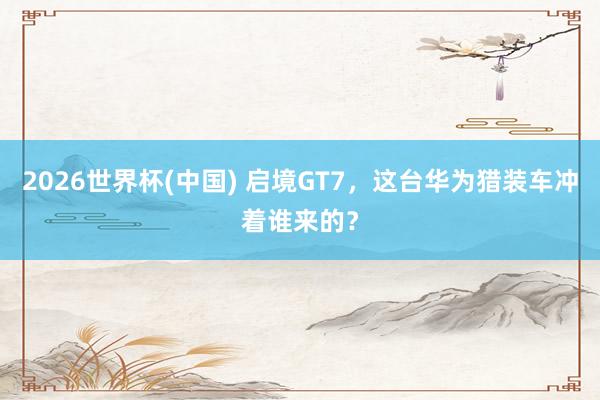 2026世界杯(中国) 启境GT7,这台华为猎装车冲着谁来的?