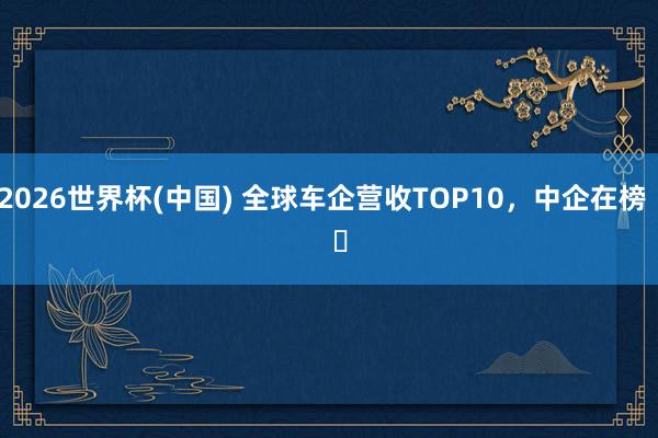 2026世界杯(中国) 全球车企营收TOP10，中企在榜     ​