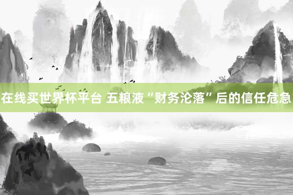 在线买世界杯平台 五粮液“财务沦落”后的信任危急