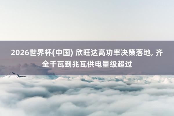 2026世界杯(中国) 欣旺达高功率决策落地, 齐全千瓦到兆瓦供电量级超过