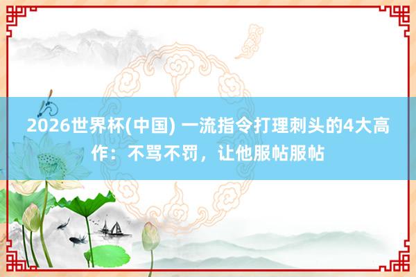 2026世界杯(中国) 一流指令打理刺头的4大高作:不骂不罚,让他服帖服帖