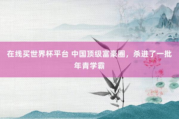 在线买世界杯平台 中国顶级富豪圈,杀进了一批年青学霸