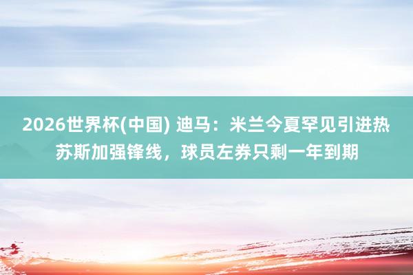 2026世界杯(中国) 迪马:米兰今夏罕见引进热苏斯加强锋线,球员左券只剩一年到期