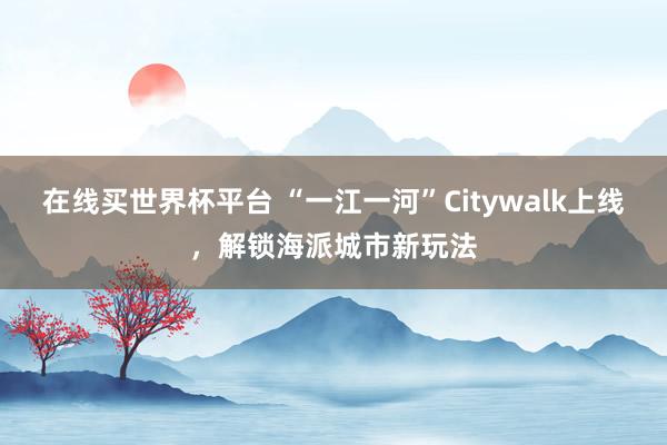 在线买世界杯平台 “一江一河”Citywalk上线,解锁海派城市新玩法
