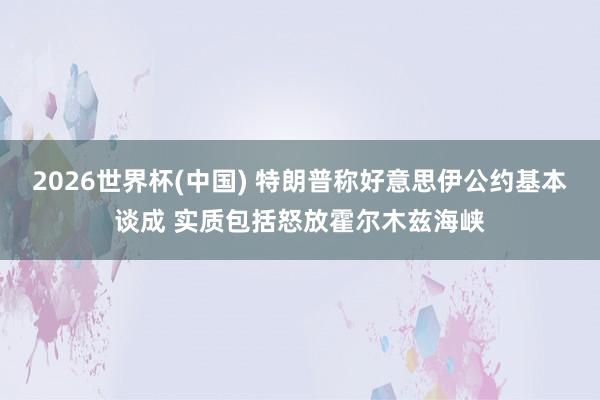 2026世界杯(中国) 特朗普称好意思伊公约基本谈成 实质包括怒放霍尔木兹海峡