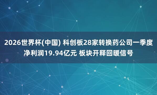2026世界杯(中国) 科创板28家转换药公司一季度净利润19.94亿元 板块开释回暖信号