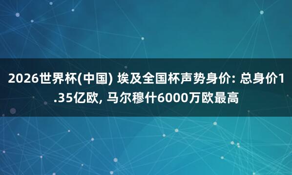 2026世界杯(中国) 埃及全国杯声势身价: 总身价1.35亿欧, 马尔穆什6000万欧最高