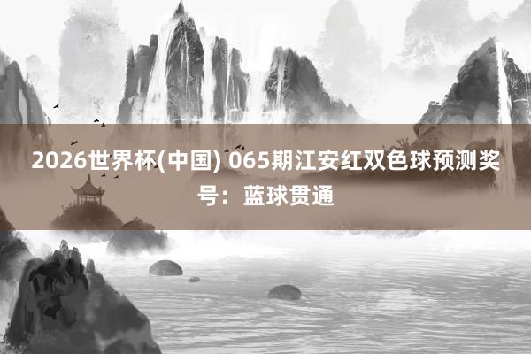 2026世界杯(中国) 065期江安红双色球预测奖号:蓝球贯通