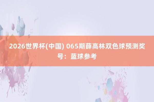 2026世界杯(中国) 065期薛高林双色球预测奖号：蓝球参考