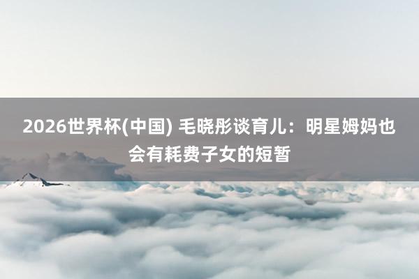 2026世界杯(中国) 毛晓彤谈育儿:明星姆妈也会有耗费子女的短暂