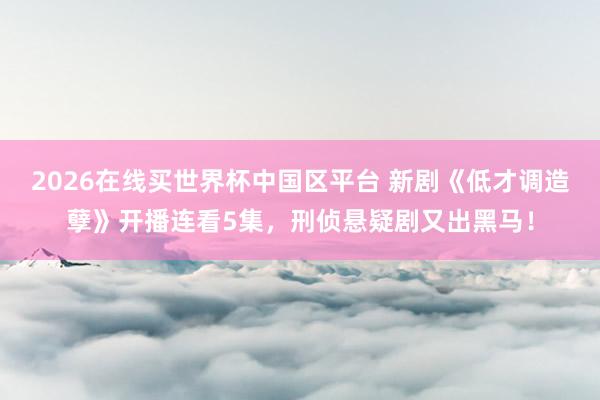 2026在线买世界杯中国区平台 新剧《低才调造孽》开播连看5集,刑侦悬疑剧又出黑马!