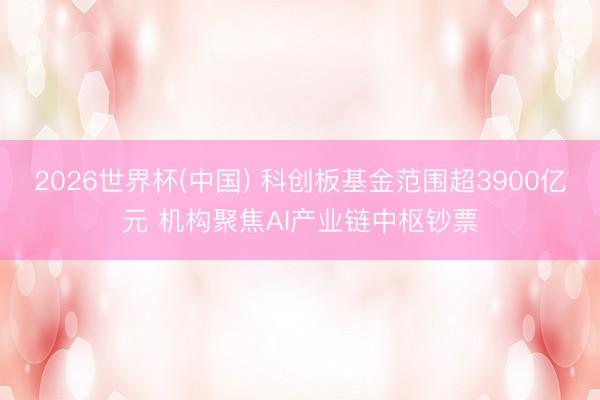 2026世界杯(中国) 科创板基金范围超3900亿元 机构聚焦AI产业链中枢钞票