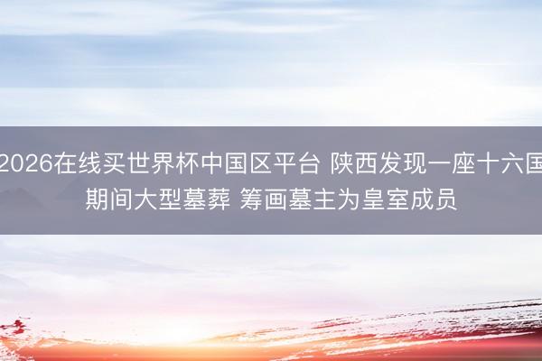 2026在线买世界杯中国区平台 陕西发现一座十六国期间大型墓葬 筹画墓主为皇室成员