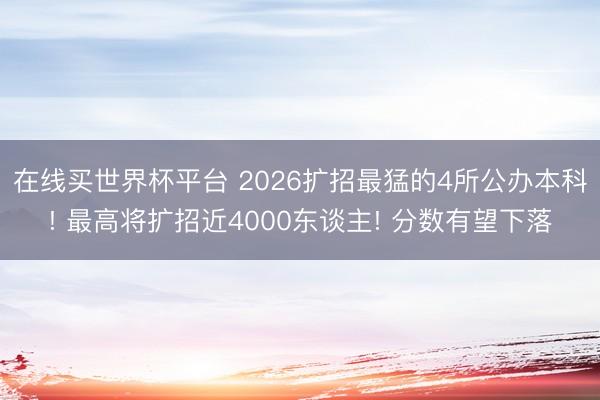 在线买世界杯平台 2026扩招最猛的4所公办本科! 最高将扩招近4000东谈主! 分数有望下落