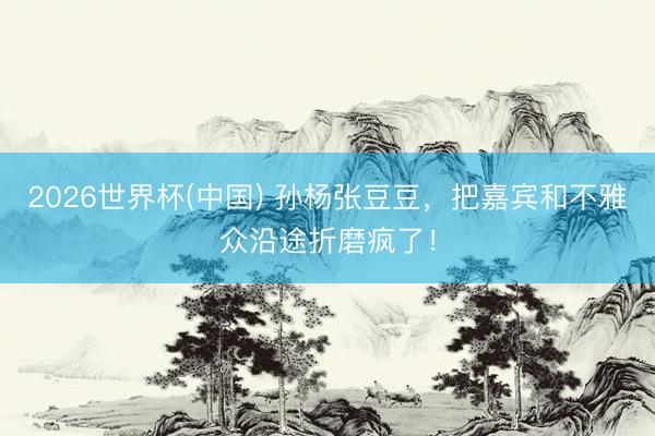 2026世界杯(中国) 孙杨张豆豆,把嘉宾和不雅众沿途折磨疯了!