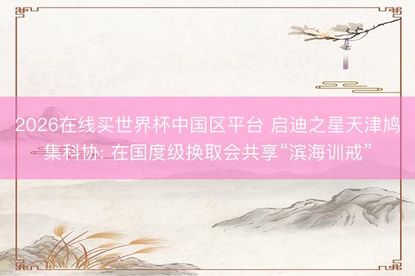 2026在线买世界杯中国区平台 启迪之星天津鸠集科协: 在国度级换取会共享“滨海训戒”