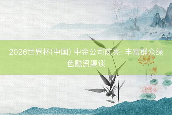 2026世界杯(中国) 中金公司陈亮: 丰富群众绿色融资渠谈